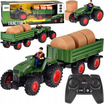 JOKOMISIADA Traktor na daljinsko upravljanje s prikolicom + vozač bala sijena RC0717
