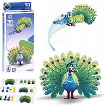 JOKOMISIADA 3D slagalica kartonski model šareni PAUN uradi sam DIY 18ele ZA5718