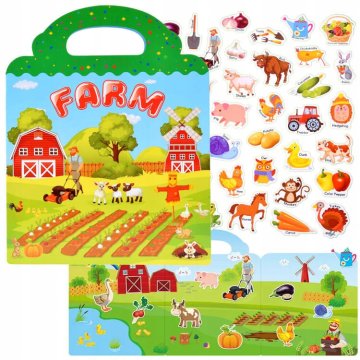 JOKOMISIADA Knjiga naljepnica edukativni album s naljepnicama FARM životinje povrće ZA4764