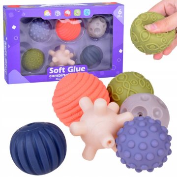 JOKOMISIADA Set gumenih senzornih loptica, 6 kom, izbočine, ZA4470