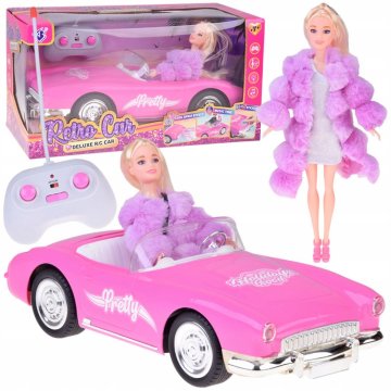 JOKOMISIADA Retro Cadillac automobil na daljinsko upravljanje + elegantna lutka u krznenom kaputu RC0745