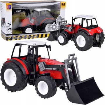 Double E VELIKI TRAKTOR BULDOŽER igračka 2 u 1 - pomična ruka i kanta CRVENA RC0666