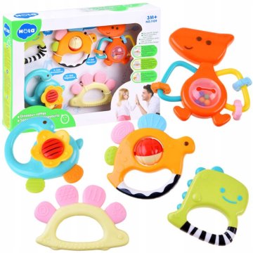 HOLA Set od 5 glodalica s dinosaurima - zvečke ZA3093