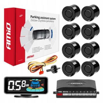 AMIO Parkirni senzori za vožnju unatrag crni LED 3D prednji stražnji -03191