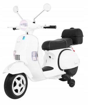 RAMIZ Vespa električni skuter za djecu bijeli + pomoćni kotači + audio kotači