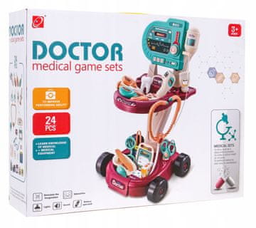 RAMIZ Medicinski komplet za djecu 3+ Kolica + EKG panel od 24 dijela Kardiolog Stomatolog