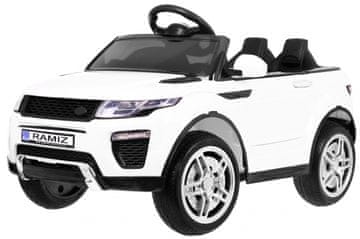 RAMIZ Električni automobil za djecu Rapid Racer, bijeli SUV + vrata na daljinsko upravljanje