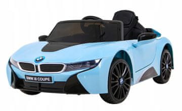RAMIZ BMW I8 Lift Car na baterije, plavi + daljinski upravljač + spori start + sigurnosni pojasevi u 3 točke
