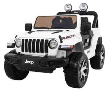 RAMIZ Jeep Wrangler Rubicon dječji na baterije bijeli + audio ploča s daljinskim upravljačem