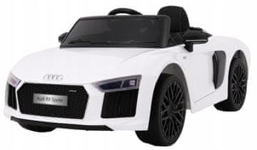 RAMIZ Audi R8 Spyder bijeli na baterije + sigurnosna tipka za zaustavljanje na daljinskom upravljaču