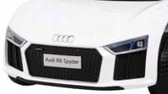 Audi R8 Punjiva dječja kolica za vožnju bijela + daljinski upravljač + EVA + spori start USB SD