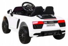 Audi R8 Punjiva dječja kolica za vožnju bijela + daljinski upravljač + EVA + spori start USB SD