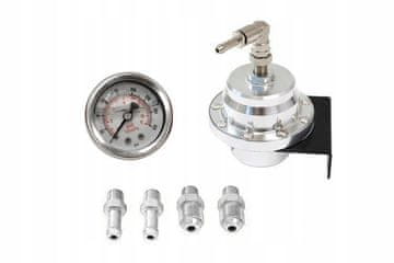 TurboWorks Racing AN6 regulator tlaka goriva + mjerač srebrne boje