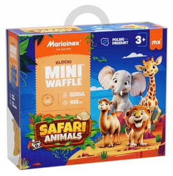 MARIOINEX WAFFLE mini Safari životinje blokovi, 100 dijelova uključujući 16 životinja