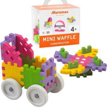 MARIOINEX Mini kocke za gradnju u obliku vafla - ružičasti set od 35 komada.