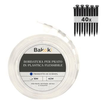 Fleksibilni rub travnjaka (10 m | 40 sidara za zemlju | visina 4 cm) bijeli, plastični, otporan na vremenske uvjete, rub cvjetnjaka, rub za košnju