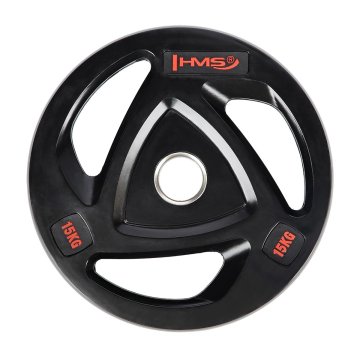 HMS Olimpijski kotur s gumenim premazom 15 kg TOX15 crni