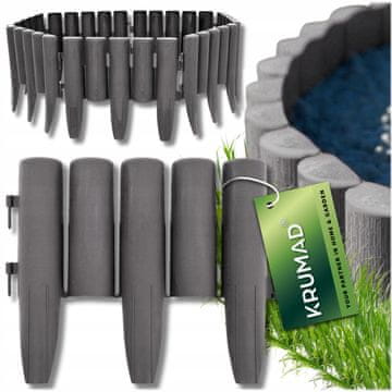VRTNA PALISADA PLASTIČNA OGRADA S RUBOM TRAVNJAKA 280 X 24 CM ANTRACIT