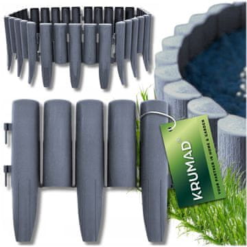 VRTNA PALISADA PLASTIČNA OGRADA S RUBOM TRAVNJAKA 280 X 24 CM SIVA