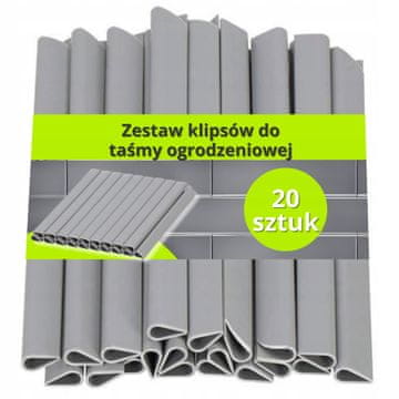 20 x Kopče za traku za ogradu, Kuke za montažu poklopca, SVIJETLO SIVA, 19 cm