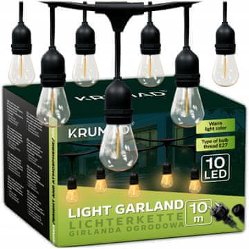 LED vrtna rasvjeta girlanda vrtne lampe lanac 10m x E27 žarulja 1W