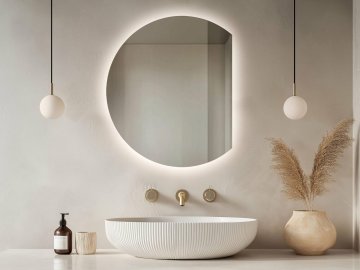 LED ogledalo 80 cm okruglo, zakošena strana s prekidačem