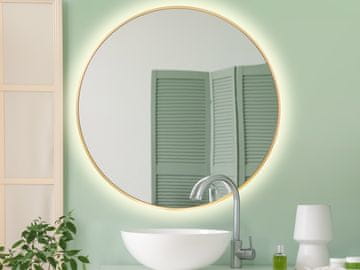 Okruglo LED ogledalo 70 cm zlatne boje u aluminijskom okviru
