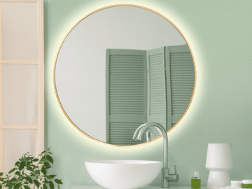 Okruglo LED ogledalo 60 cm zlatne boje u aluminijskom okviru s prekidačem