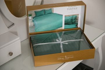 PREMIUM ZELENI OBITELJSKI SET POSTELJINE OD SATENA 2X160X220 100% PAMUK
