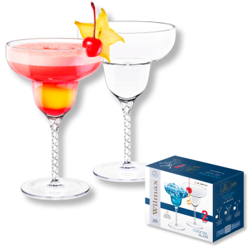 Wilmax | ručno rađene čaše za margaritu | set od 2 | 250 ml | čaše za koktele | čaše za šampanjac | čaše za duga pića | pribor za koktele | čaše za margaritu | čaše za margaritu | čaša za margaritu