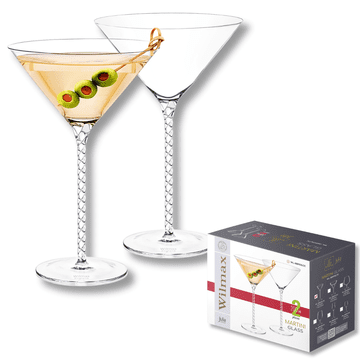 Wilmax | ručno izrađeni set od 2 čaše za martini | 200 ml | Julia čaše | čaše za martini | čaše za martini | čaše za grappu | set čaša za piće | idealno za dom, restorane i zabave |