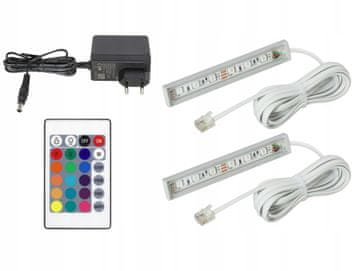 2x RGB LED za vitrine, police, prozore, kabel, bijela
