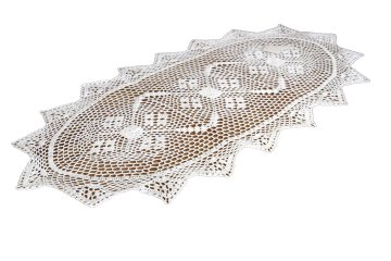 Heklani stolnjak Ovalni bijeli 50x100 Ovalni bijeli konac