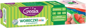 Gosia vrećice s patentnim zatvaračem, mješavina 0,75 l, 1,5 l, 3 l (12 kom) - čvrste, vodootporne