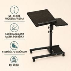 HOME & MARKER® Podesivi mobilni stalak za laptop s kotačićima, nagibnom površinom i nosivošću do 20 kg | COMPSTAND