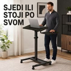 HOME & MARKER® Podesivi mobilni stalak za laptop s kotačićima, nagibnom površinom i nosivošću do 20 kg | COMPSTAND