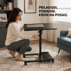 HOME & MARKER® Podesivi mobilni stalak za laptop s kotačićima, nagibnom površinom i nosivošću do 20 kg | COMPSTAND