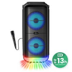 Media-Tech POWER AUDIO TWS - Prijenosni Bluetooth 5.3 zvučnik s disco rasvjetom. KARAOKE, FM radio, MP3, 50W RMS / 900W PMPO, litij-ionska baterija. Mikrofon uključen.