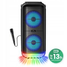 Media-Tech POWER AUDIO TWS - Prijenosni Bluetooth 5.3 zvučnik s disco rasvjetom. KARAOKE, FM radio, MP3, 50W RMS / 900W PMPO, litij-ionska baterija. Mikrofon uključen.