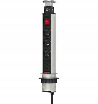Brennenstuhl Tower Power stolni stup s USB punjačem 3 utičnice 2 m H05VV-F 3G1.5 s prekidačem