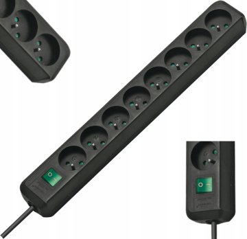 Brennenstuhl Produžna utičnica 8 utičnica 3m H05VV-F3G1.5 crna Eco-Line