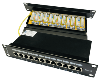Lanberg Patch panel RACK 12 portova 1U 10" CAT.6 FTP s organizatorom, oklopljen, crni