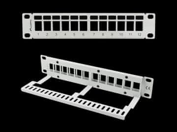 Lanberg Patch panel za rack ormare, prazan, 12 portova, 1U, 10" keystone organizator, sivi