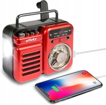 Efluky radio s radio ručicom, USB, AM, FM, SOS, powerbank