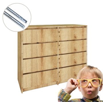 Evoke Komoda s 8 ladica od obalnog hrasta - Jednostavna montaža!! 120x98,2x43 cm