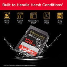 SANDISK Extreme PRO 128GB SDXC memorijska kartica, brzine čitanja/pisanja 200MB/s i 90MB/s, UHS-I, Class 10, U3, V30