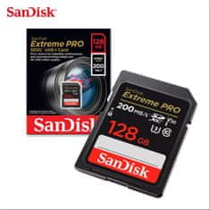 SANDISK Extreme PRO 128GB SDXC memorijska kartica, brzine čitanja/pisanja 200MB/s i 90MB/s, UHS-I, Class 10, U3, V30