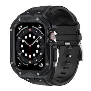 Kingxbar Kingxbar CYF140 2-u-1 oklopna futrola za Apple Watch 9, 8, 7 (45 mm) od nehrđajućeg čelika s remenom, crna - OUTLET