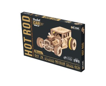 Rayher.	 Drvena 3D slagalica, automobil „Hot Rod“