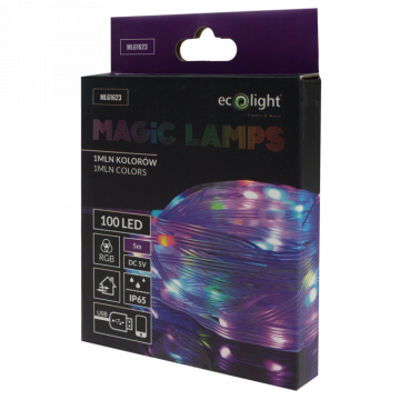 slomart Eco Light Čarobne LED lampice 100LED, 5m, RGB, upravljanje putem aplikacije, IP65